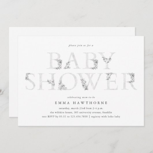 Eenvoudig bloemtype Genderneutraal Baby shower Kaart (Voorkant / Achterkant)