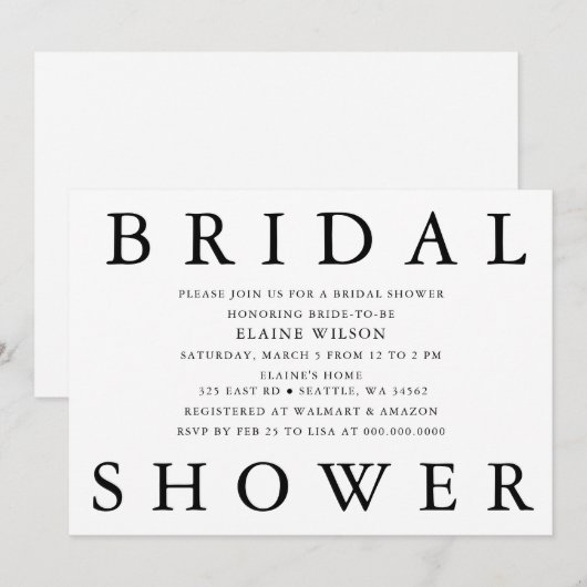 Eenvoudig blokletters modern Vrijgezellenfeest Kaart (Voorkant / Achterkant)