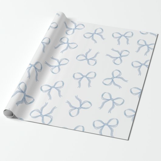 Eenvoudig Blue Bow-inpakpapier Cadeaupapier (Uitgerold)