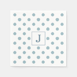 Eenvoudig Blue Polka Dot Waterverf Pattern Monogra Servet