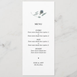 Eenvoudig Blue Thistle Floral Wedding Menu
