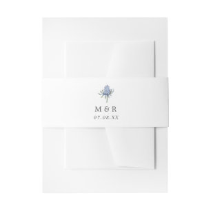Eenvoudig Blue Thistle Monogram Huwelijk Uitnodigingen Wikkel