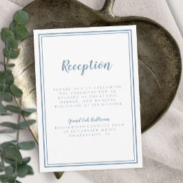 Eenvoudig 'Blue Wedding Reception White Lijst' Informatiekaartje