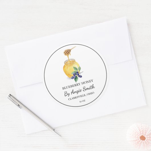 Eenvoudig Blueberry-geïnfundeerd honinglabel Ronde Sticker (Envelop)