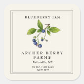 Eenvoudig  Blueberry Jam Jar Label (Voorkant)