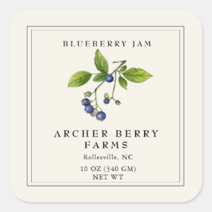 Eenvoudig  Blueberry Jam Jar Label