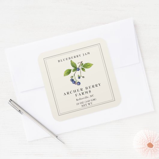 Eenvoudig  Blueberry Jam Jar Label (Envelop)