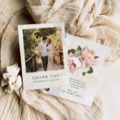 Eenvoudig Blush Flower Photo Weddenschap Hartelijk Bedankkaart
