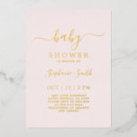 Eenvoudig Blush Pink Baby shower echt Folie Uitnodiging<br><div class="desc">Blush Pink Real Gold Foil Baby shower Girl-uitnodiging</div>
