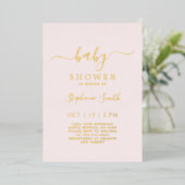 Eenvoudig Blush Pink Baby shower echt Folie Uitnodiging (Staand Voorkant)