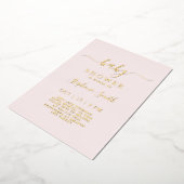 Eenvoudig Blush Pink Baby shower echt Folie Uitnodiging (Gedraaid)