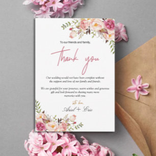 Eenvoudig Blush Pink Floral Wedding Bedankkaart
