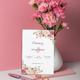 Eenvoudig Blush Pink Floral Wedding Kaart