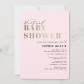 Eenvoudig Blush Pink & Gold VIRTUEEL Baby shower Kaart (Voorkant)