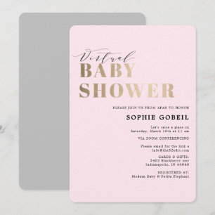 Eenvoudig Blush Pink & Gold VIRTUEEL Baby shower Kaart