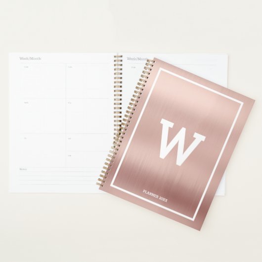 Eenvoudig Blush Pink Initiaal Maandelijks Planner (Display)