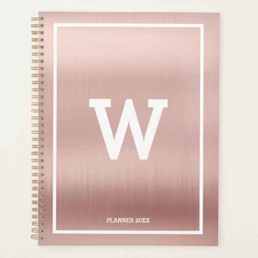 Eenvoudig Blush Pink Initiaal Maandelijks Planner (Voorkant)