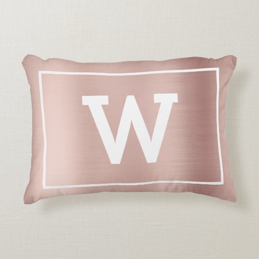 Eenvoudig Blush Pink Initiaal Monogram Accent Kussen (Voorkant)