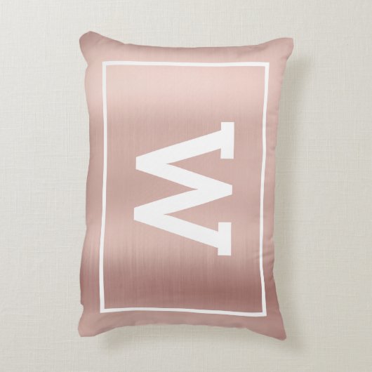 Eenvoudig Blush Pink Initiaal Monogram Accent Kussen (Achterkant (Verticaal))