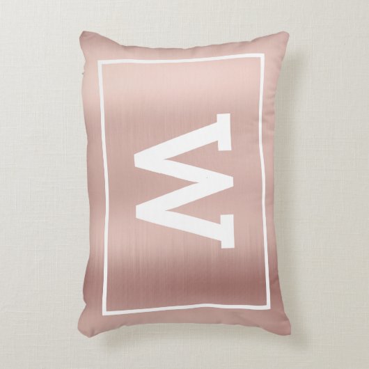 Eenvoudig Blush Pink Initiaal Monogram Accent Kussen (Voorkant(Verticaal))