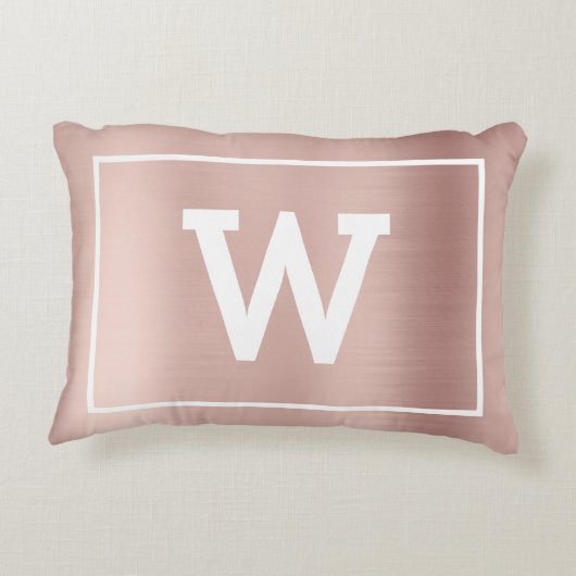 Eenvoudig Blush Pink Initiaal Monogram Accent Kussen (Achterkant)
