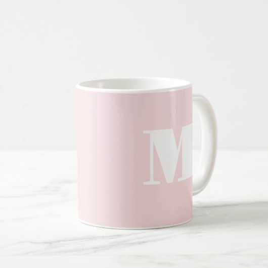 Eenvoudig Blush Pink Initiaal Monogram Koffiemok (Voorkant rechts)