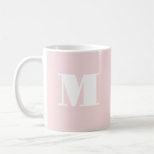 Eenvoudig Blush Pink Initiaal Monogram Koffiemok (Links)