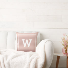 Eenvoudig Blush Pink Initiaal Monogram Kussen