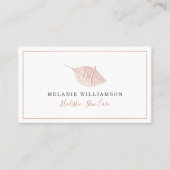 Eenvoudig Blush Pink Natural Pressed Leaf Monogram Visitekaartje (Voorkant)