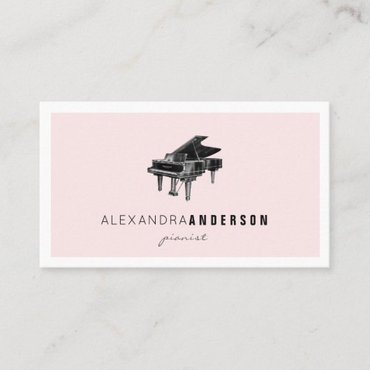 Eenvoudig Blush Pink  Piano Visitekaartje (Voorkant)