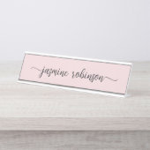 Eenvoudig Blush Pink Professional Monogram Bureau Naambordje (Voorkant)