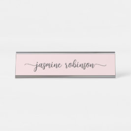 Eenvoudig Blush Pink Professional Monogram Bureau Naambordje