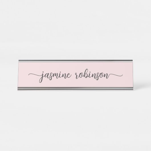 Eenvoudig Blush Pink Professional Monogram Bureau Naambordje (Voorkant)
