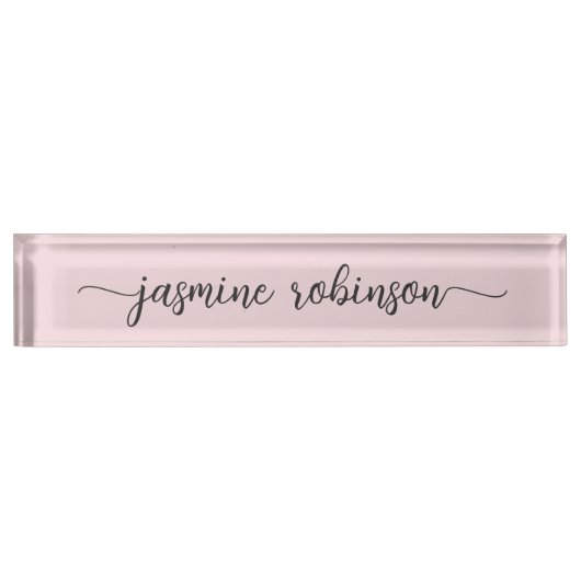Eenvoudig Blush Pink Professional Signature Script Naambordje (Voorkant)