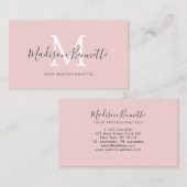 Eenvoudig Blush Pink Script Typografie Monogram Visitekaartje (Voorkant / Achterkant)