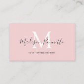 Eenvoudig Blush Pink Script Typografie Monogram Visitekaartje (Voorkant)