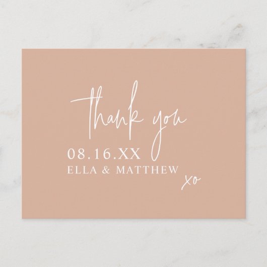 Eenvoudig Blush Pink Script Weddenschap Bedankt Briefkaart (Voorkant)