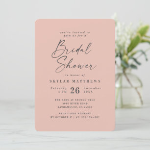Eenvoudig Blush Pink Solid Color Vrijgezellenfeest Kaart