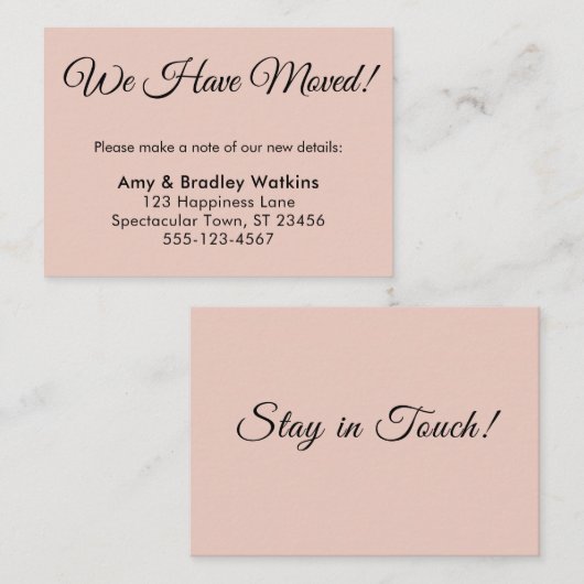Eenvoudig, Blush Pink We hebben Verhuisd Van Adres Informatiekaartje (Voorkant / Achterkant)
