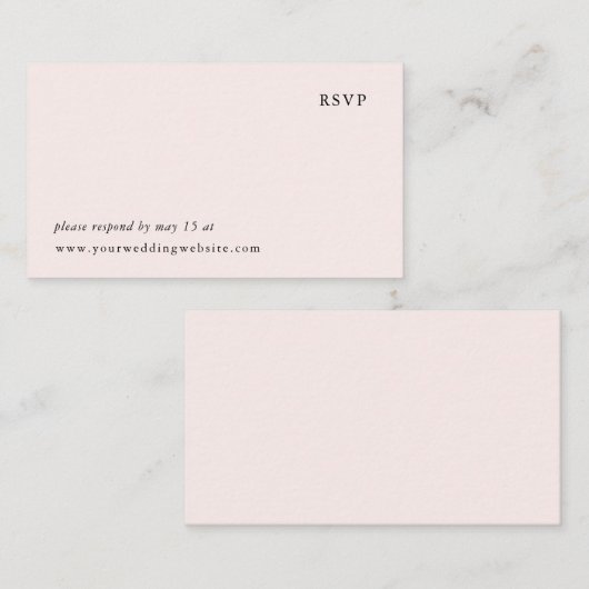 Eenvoudig Blush Pink Weddenschap | Online RSVP Informatiekaartje (Voorkant / Achterkant)