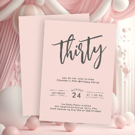 Eenvoudig Blush Roze 30e Verjaardagsfeestje Kaart