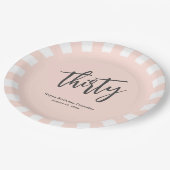 Eenvoudig Blush Roze 30e Verjaardagsfeestje Papieren Bordje (Gekanteld)