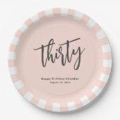 Eenvoudig Blush Roze 30e Verjaardagsfeestje Papieren Bordje (Voorkant)