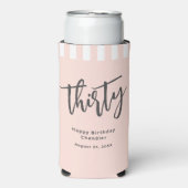 Eenvoudig Blush Roze 30e Verjaardagsfeestje Seltzer Blikjeskoeler (Seltzer Voorkant)