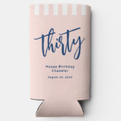 Eenvoudig Blush Roze 30e Verjaardagsfeestje Seltzer Blikjeskoeler (Achterkant)