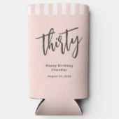 Eenvoudig Blush Roze 30e Verjaardagsfeestje Seltzer Blikjeskoeler (Voorkant)