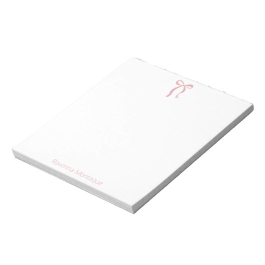 Eenvoudig Blush Roze Boog Script Aangepaste Naam S Notitieblok (Linkerzijde)