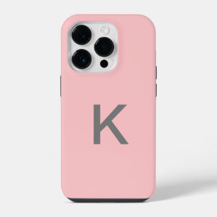 Eenvoudig Blush Roze Chic Monogram Aangepast iPhone 14 Plus Hoesje