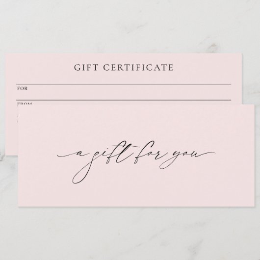 Eenvoudig Blush Roze Elegant Modern Cadeaubon (Voorkant / Achterkant)
