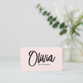 Eenvoudig Blush Roze handschrift Beauty Business Visitekaartje (Staand voorkant)